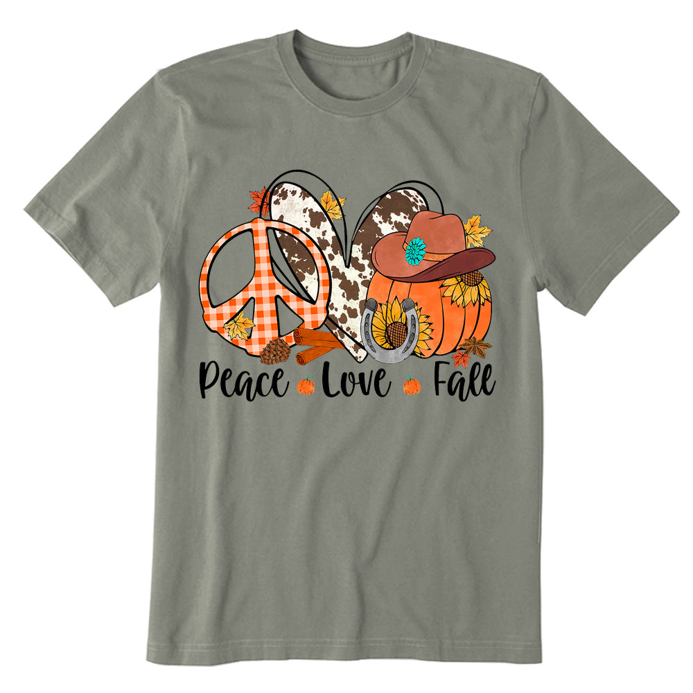 Peace Love Fall Pumpkin Sunflower Thanksgiving T-shirt