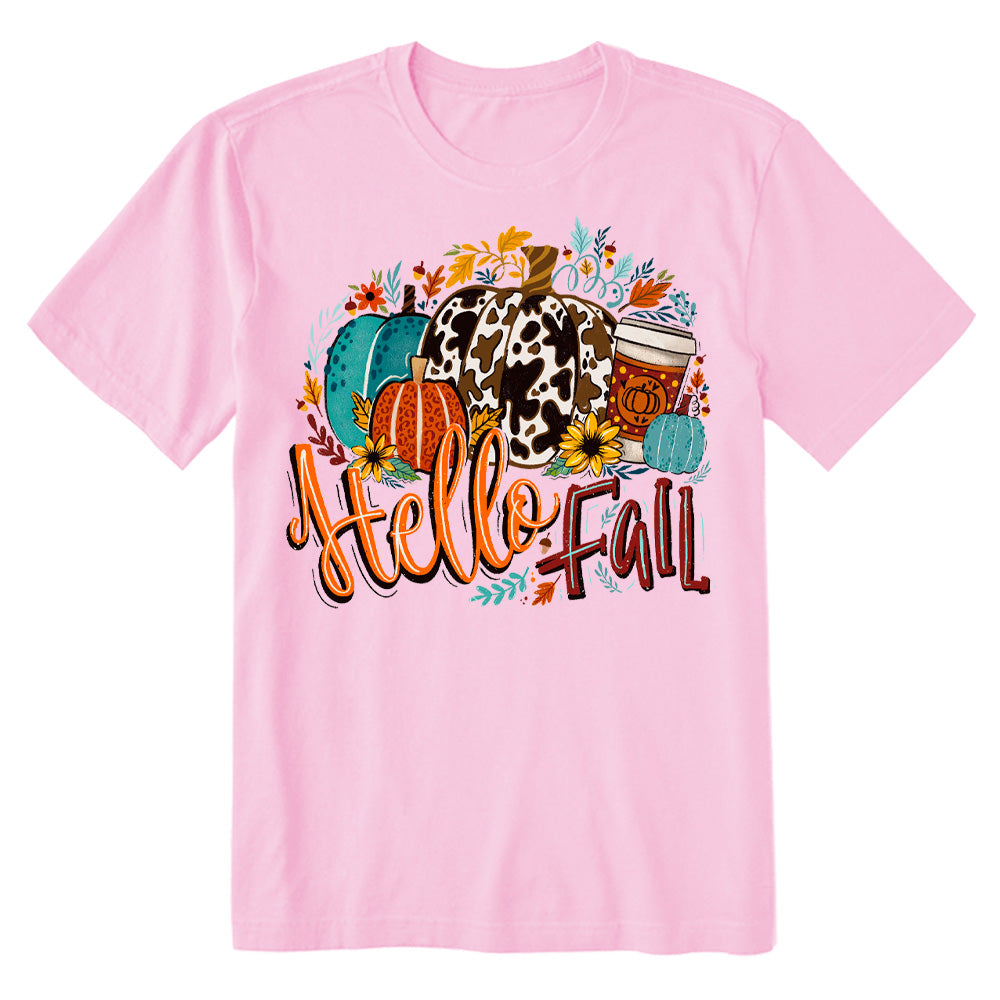 Hello Fall Cowhide Pumpkin Spice Latte T-shirt