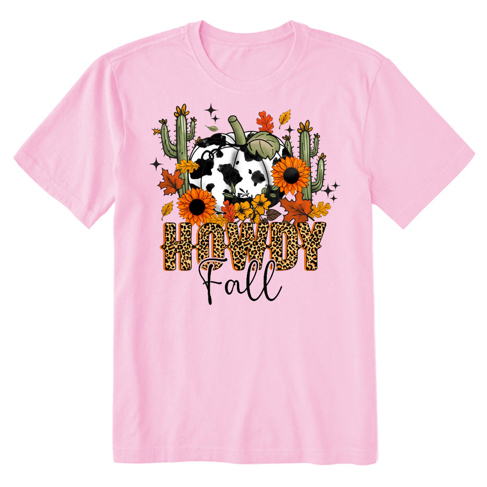 Howdy Fall Cow Print Pumpkin T-shirt