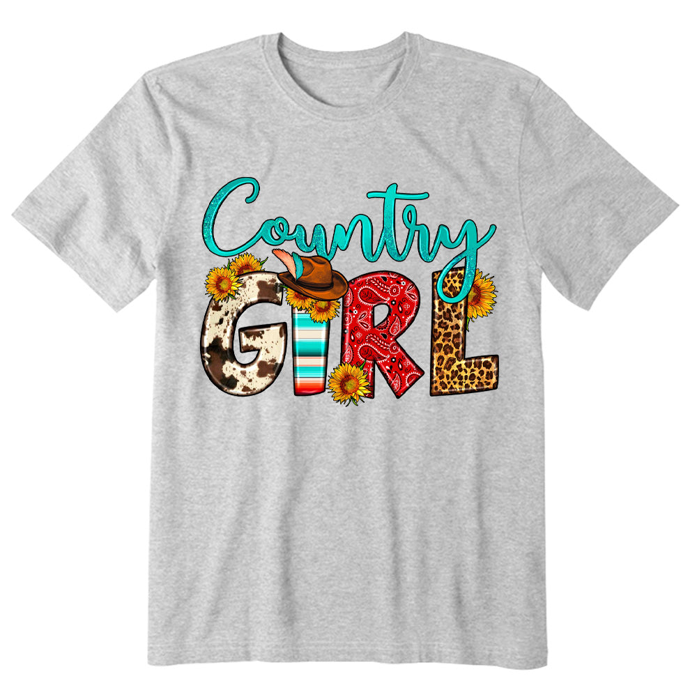 Country Girl With Cowboy Hat And Sunflowers T-shirt