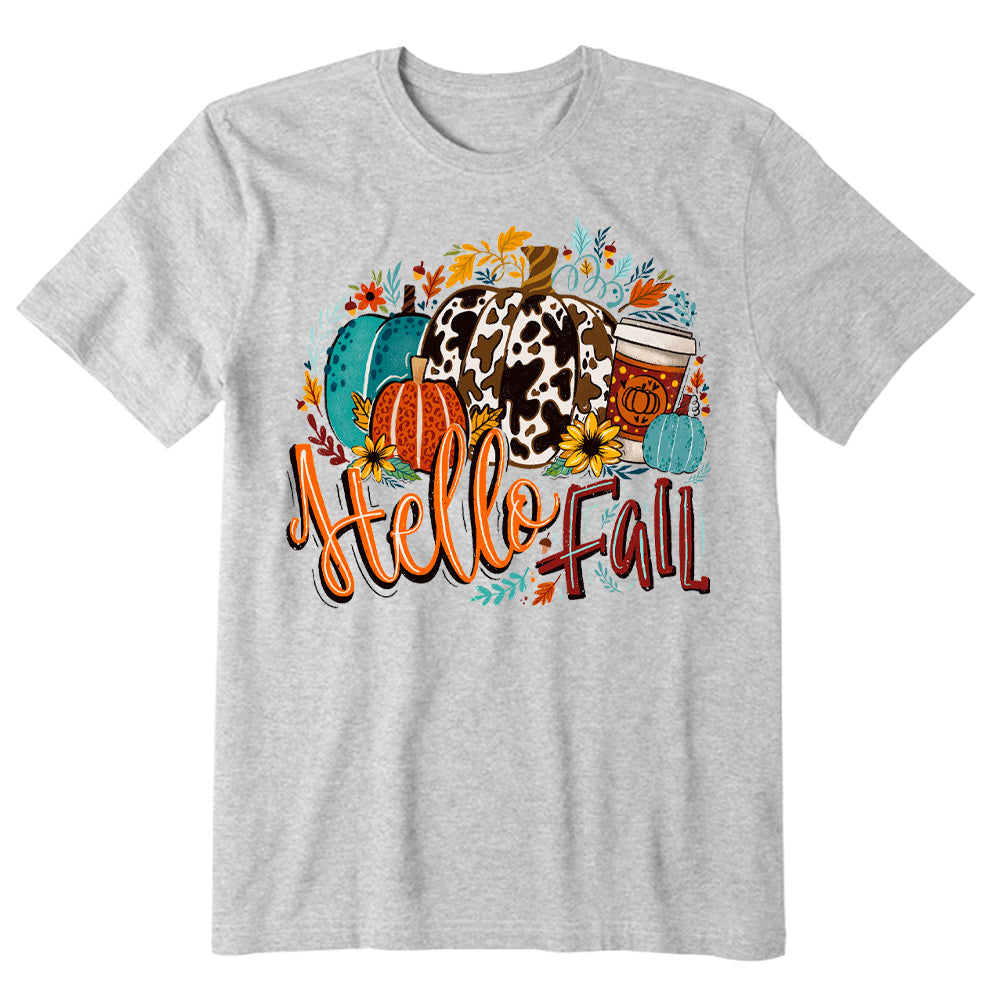 Hello Fall Cowhide Pumpkin Spice Latte T-shirt