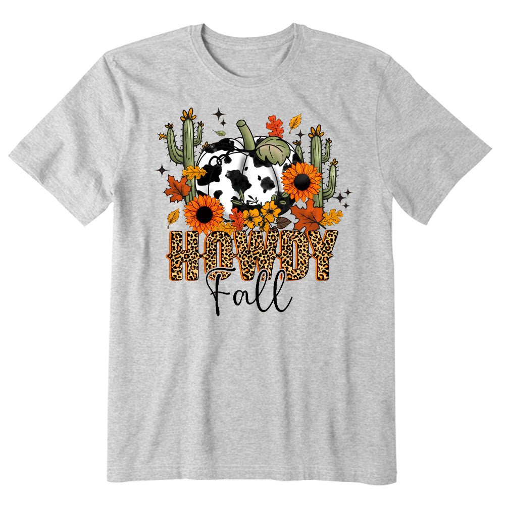 Howdy Fall Cow Print Pumpkin T-shirt