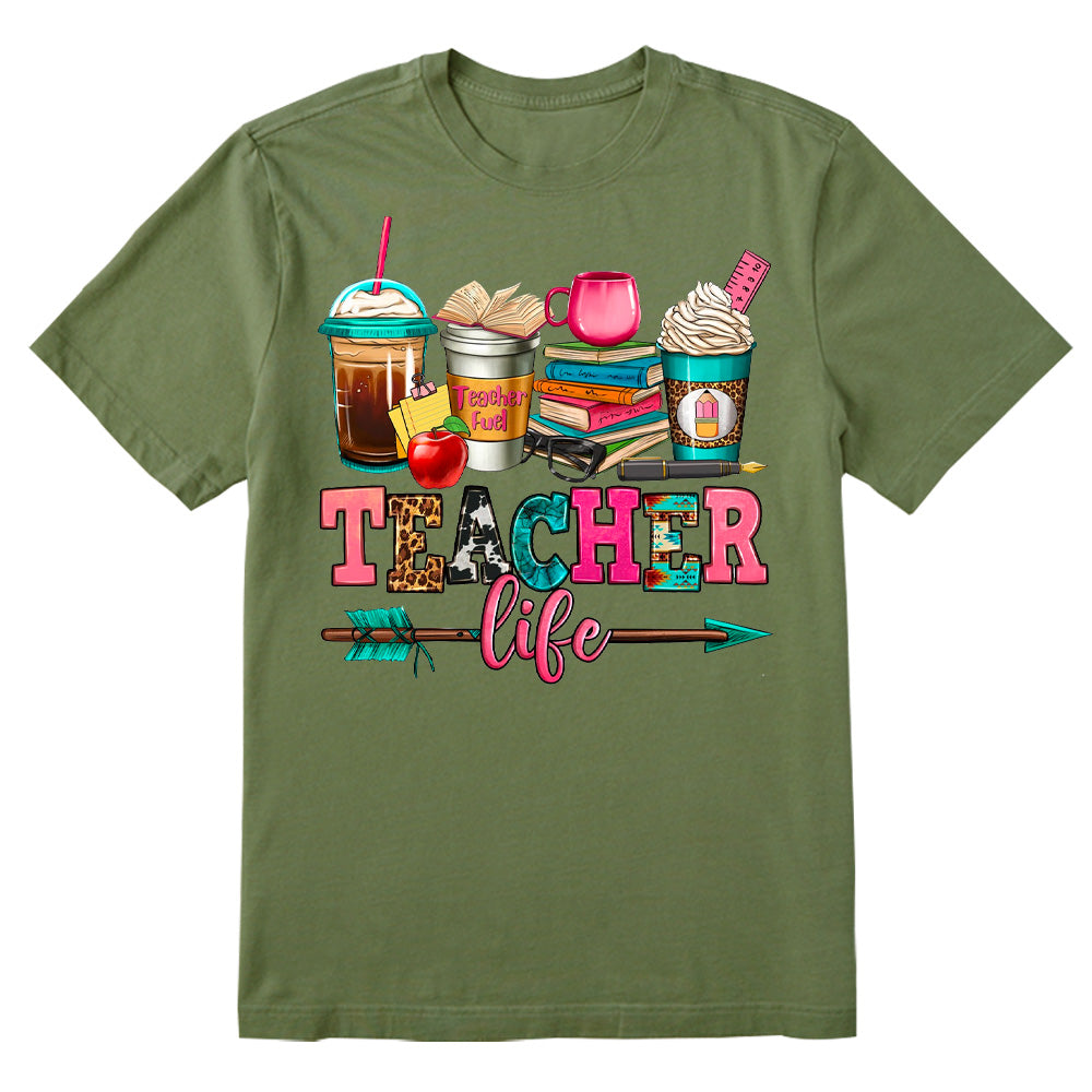 Teacher life coffee cups T-shirt