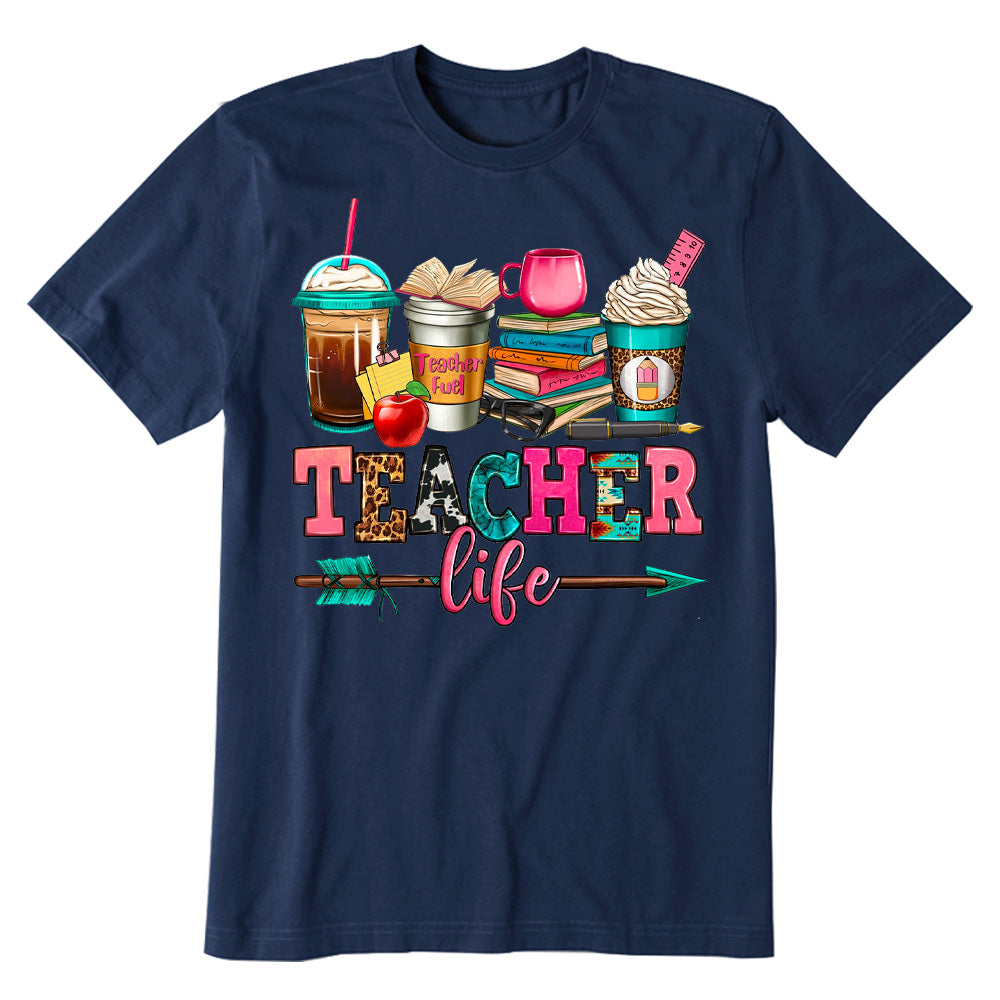 Teacher life coffee cups T-shirt