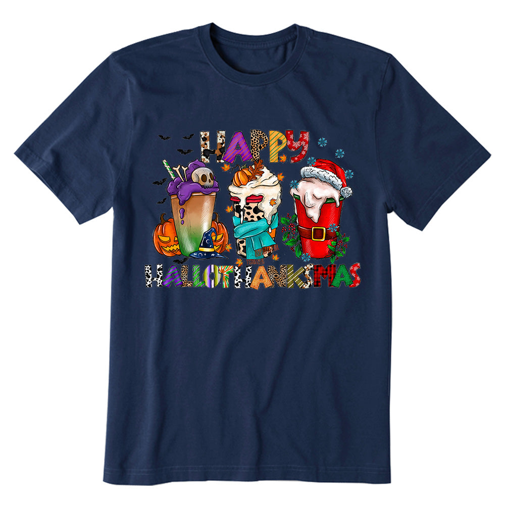 Happy Hallothanksmas Coffee T-shirt