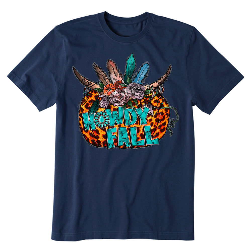 Howdy Fall Pumpkin Thankful Fall Leopard T-shirt