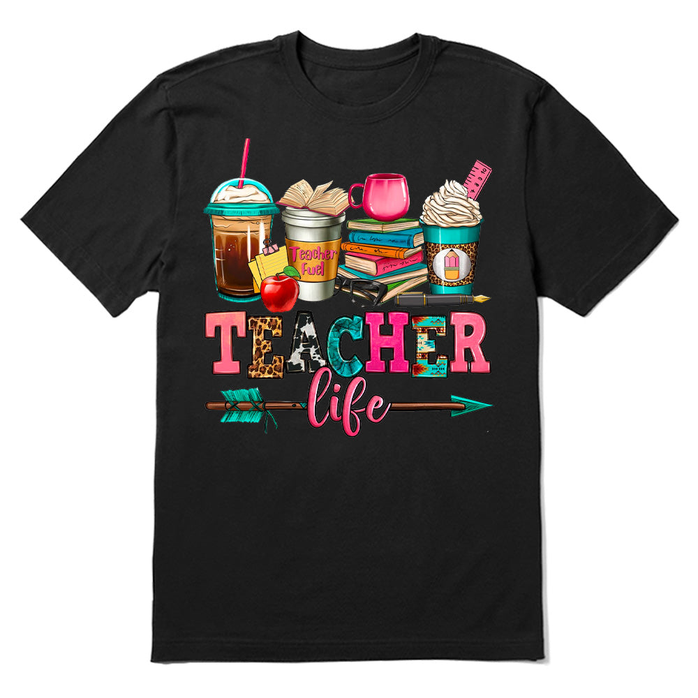 Teacher life coffee cups T-shirt