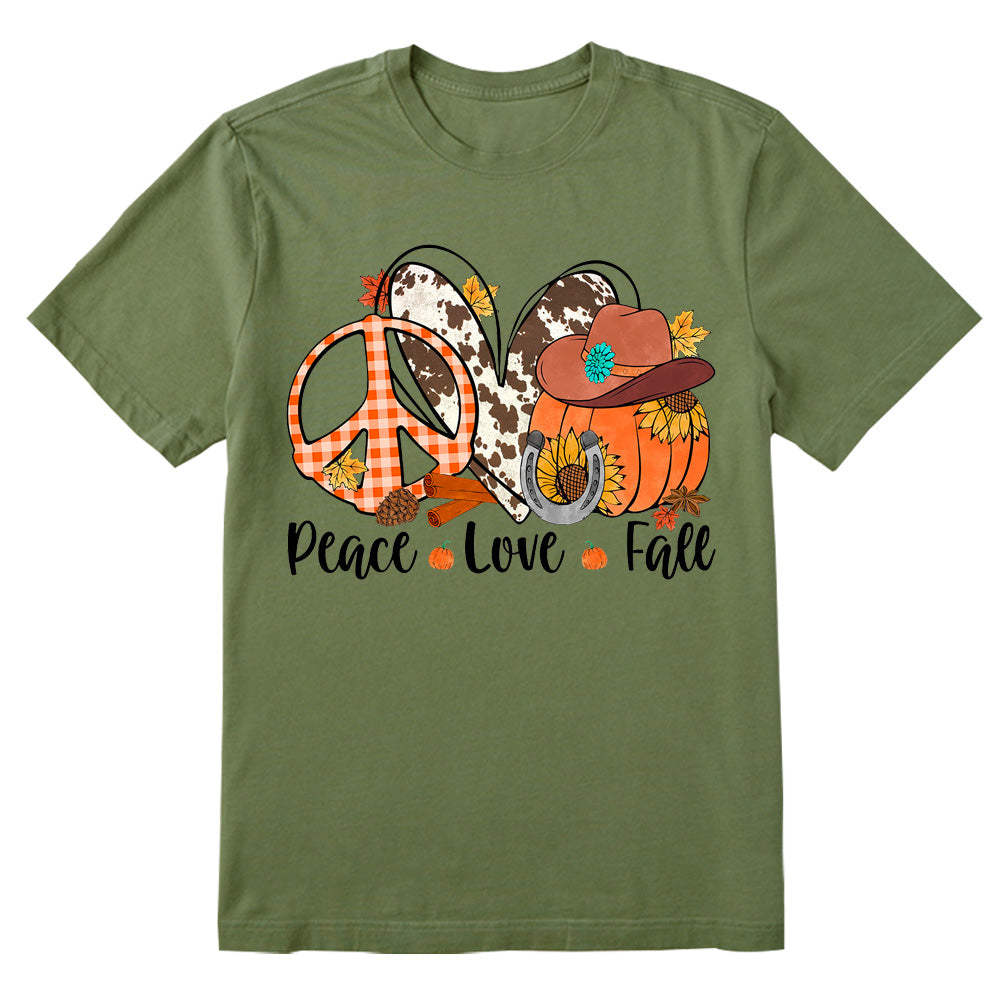 Peace Love Fall Pumpkin Sunflower Thanksgiving T-shirt