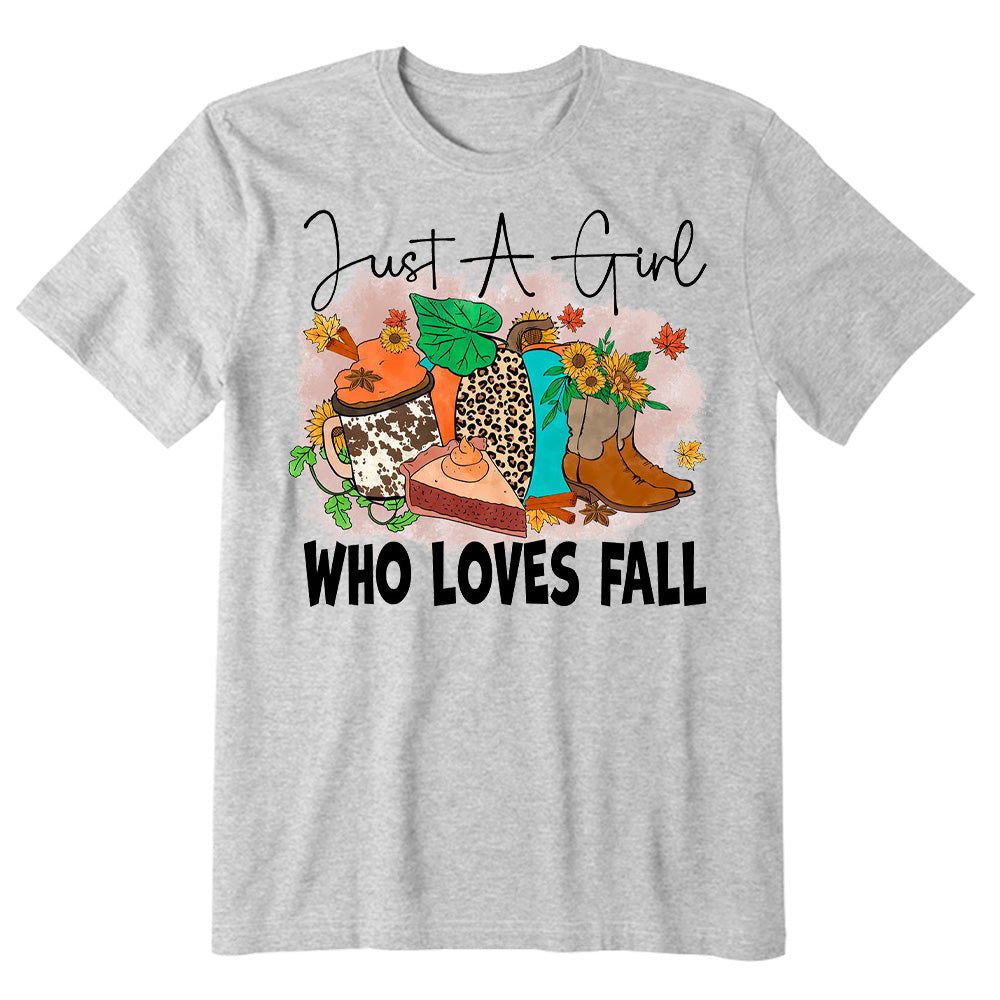 Just A Girl Who Loves Fall Leopard Fall Thanksgigving T-shirt