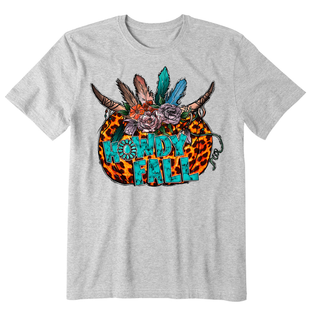 Howdy Fall Pumpkin Thankful Fall Leopard T-shirt