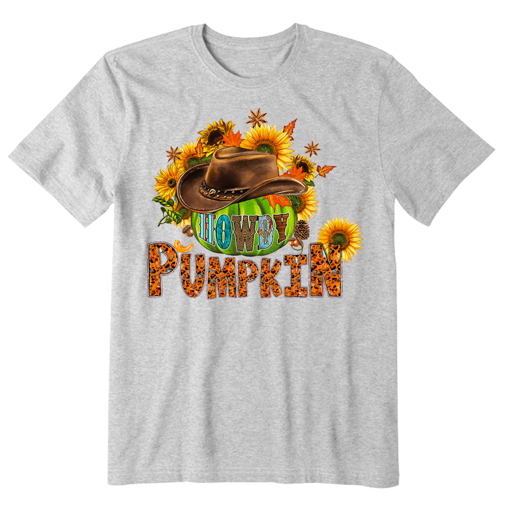 Howdy Pumpkin Fall Sunflower Leaf Thanksgiving T-shirt