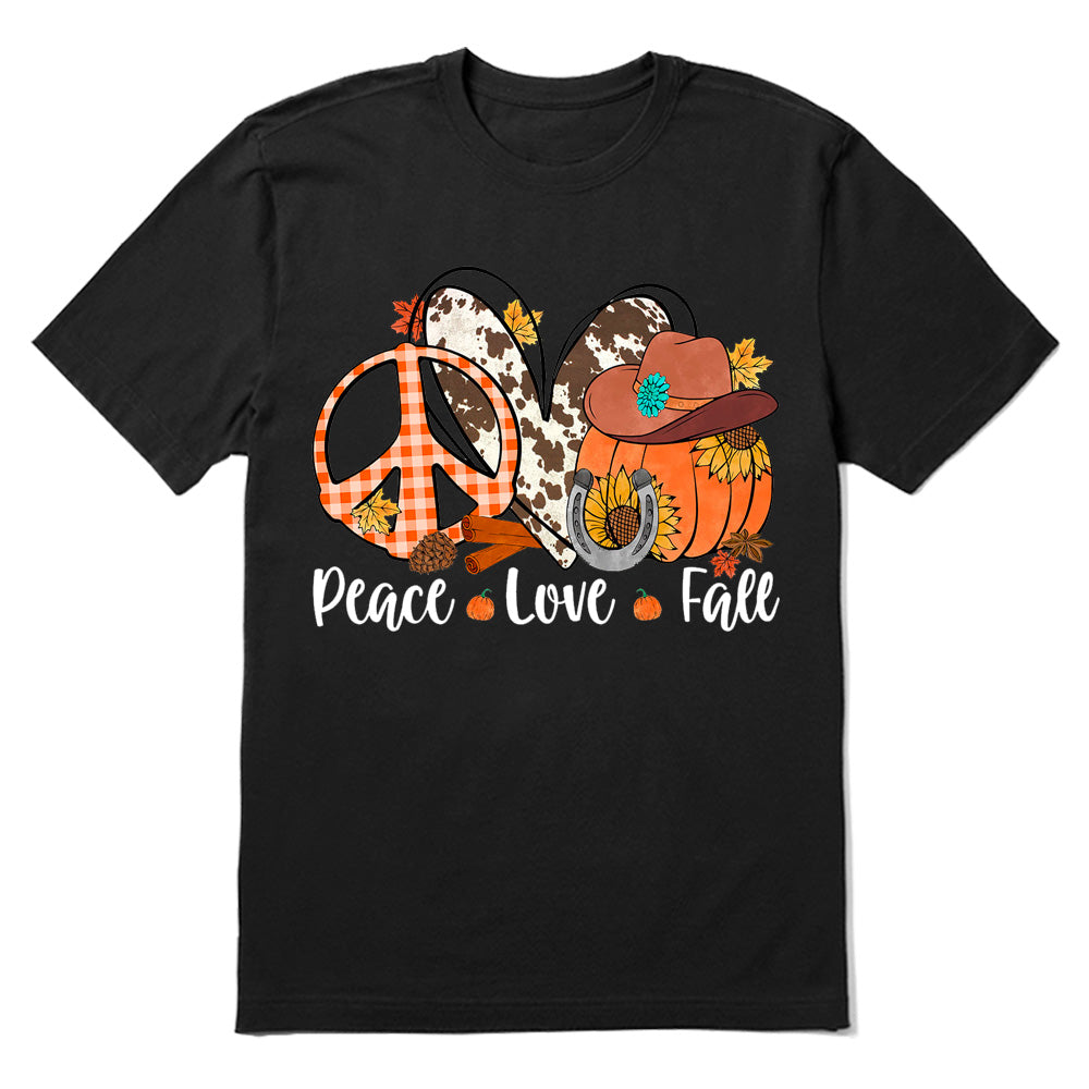 Peace Love Fall Pumpkin Sunflower Thanksgiving T-shirt