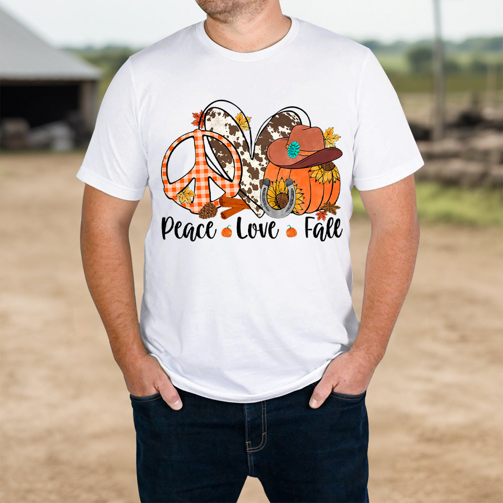 Peace Love Fall Pumpkin Sunflower Thanksgiving T-shirt