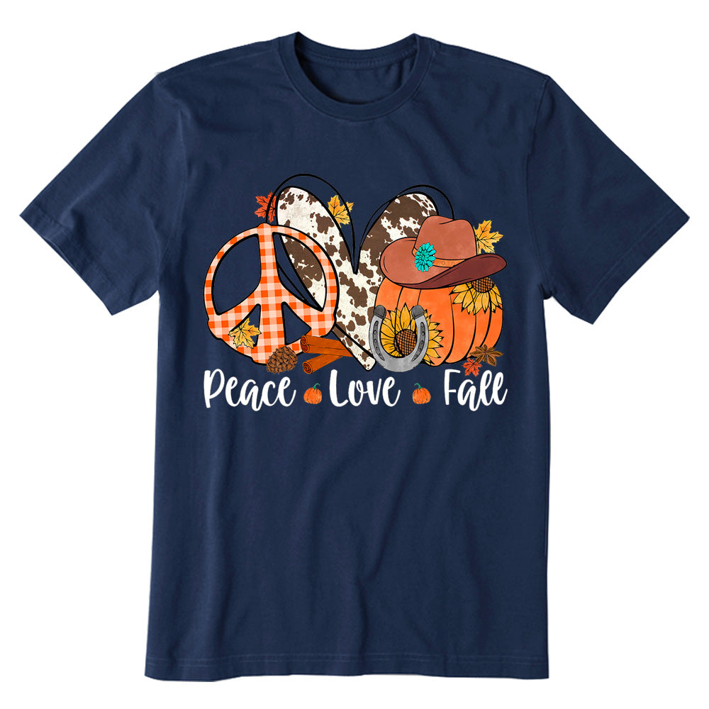 Peace Love Fall Pumpkin Sunflower Thanksgiving T-shirt