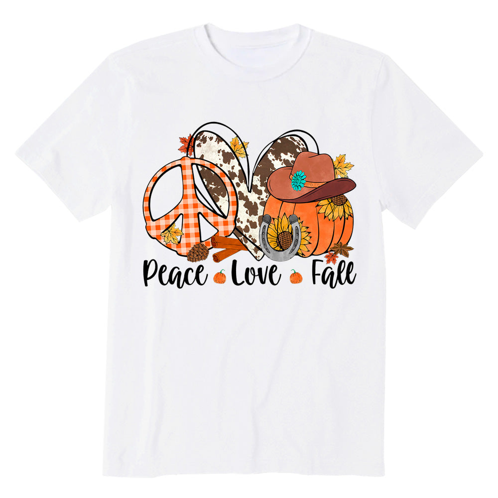 Peace Love Fall Pumpkin Sunflower Thanksgiving T-shirt