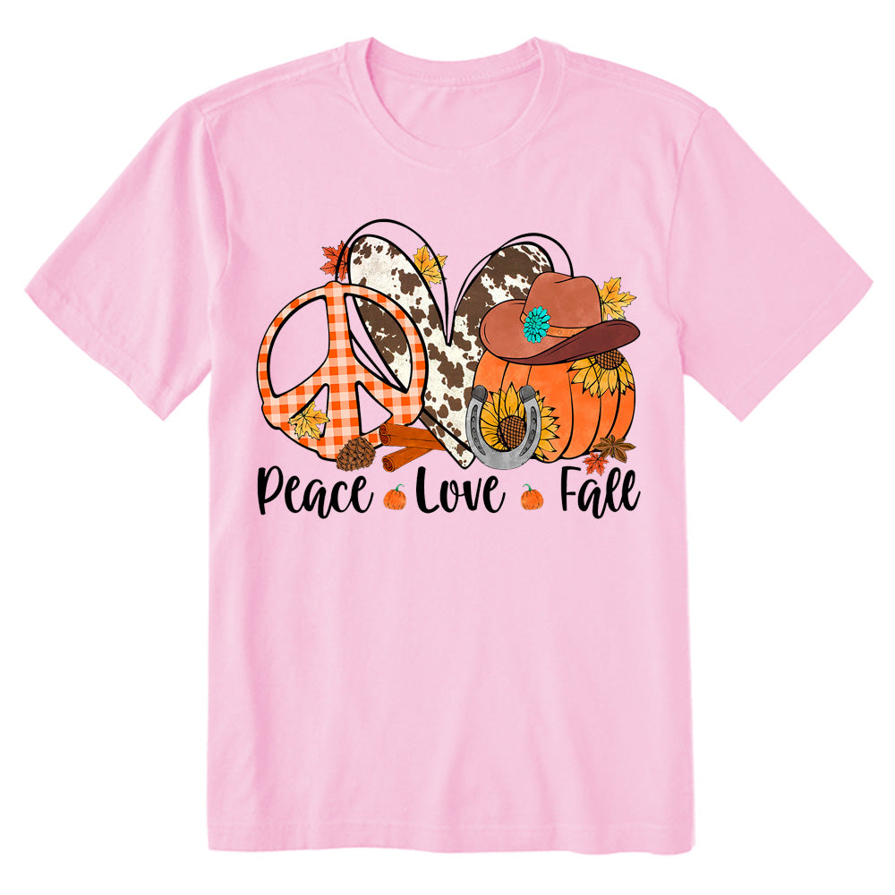 Peace Love Fall Pumpkin Sunflower Thanksgiving T-shirt