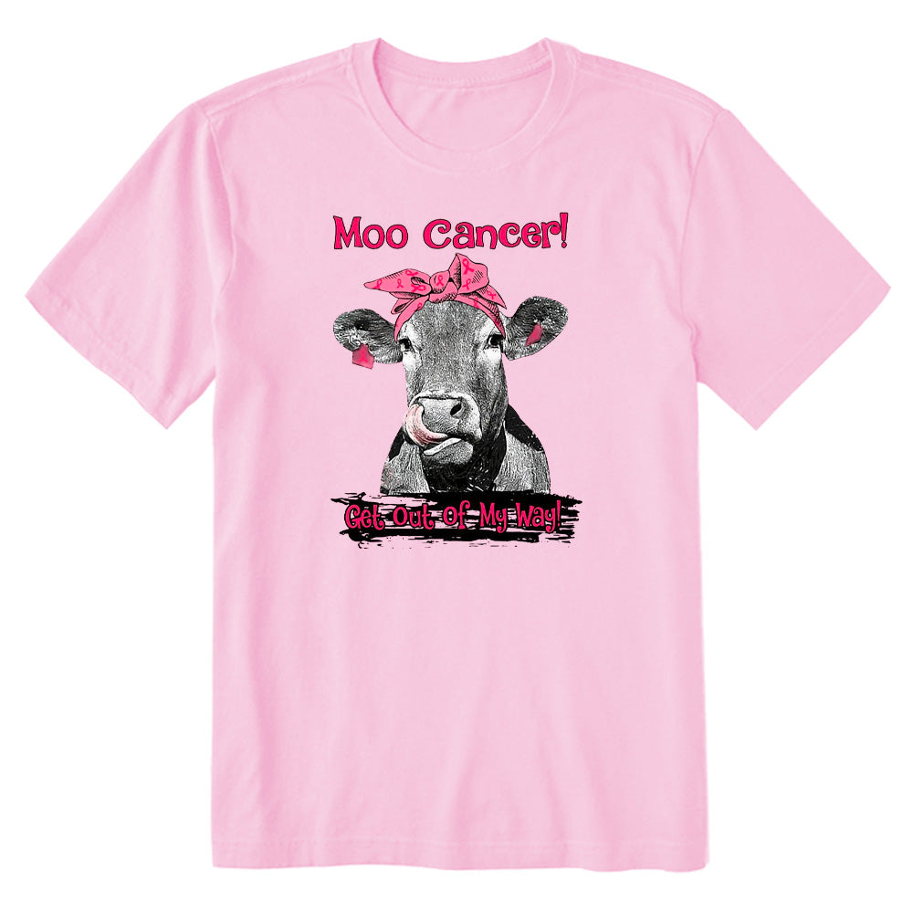 Breast Cancer Awareness Cow Moo Cancer Get Out Of My Way T-shirt