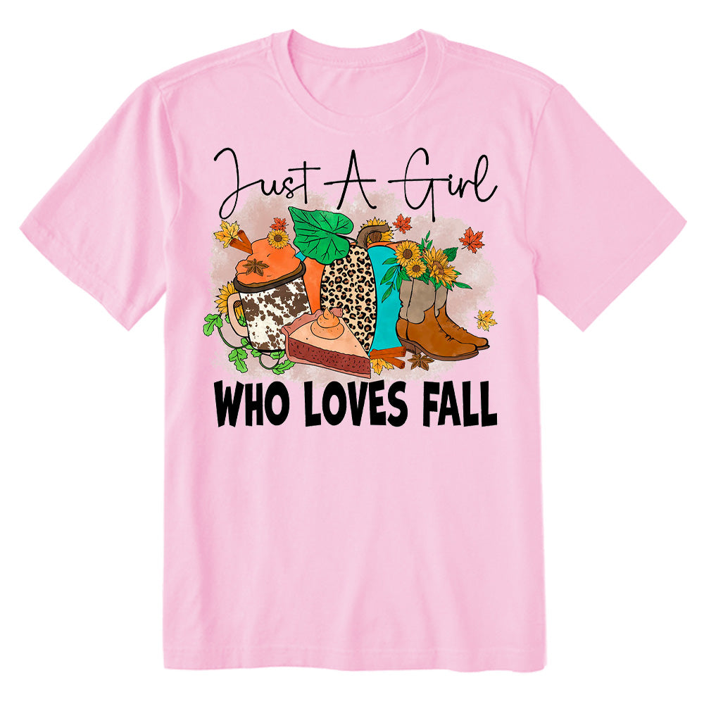 Just A Girl Who Loves Fall Leopard Fall Thanksgigving T-shirt